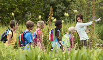 a class on a field trip outside