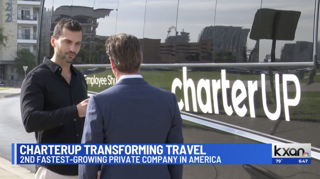 CharterUP's CEO and Founder Armir Harris talks with an operator in a segment aired on NBC Austin's KXAN.