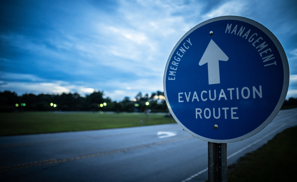 A,Hurricane,Evacuation,Route,Sign,Leads,Evacuees,To,Safety.