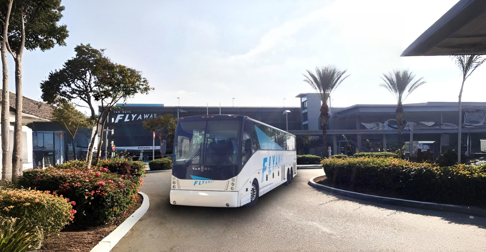 A shuttle powered by CharterUP leaves the Los Angeles World Airports (LAWA) terminal.