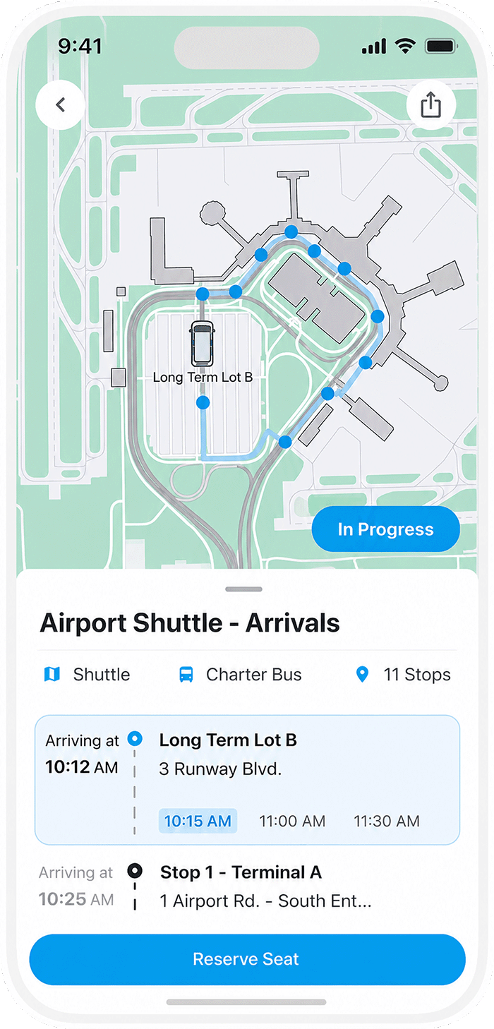 Mobile App Software running campus routes